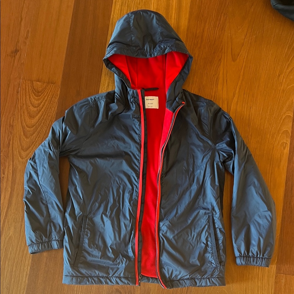 Boy’s Hooded Navy Blue Fleece Lined Jacket Water Resistant